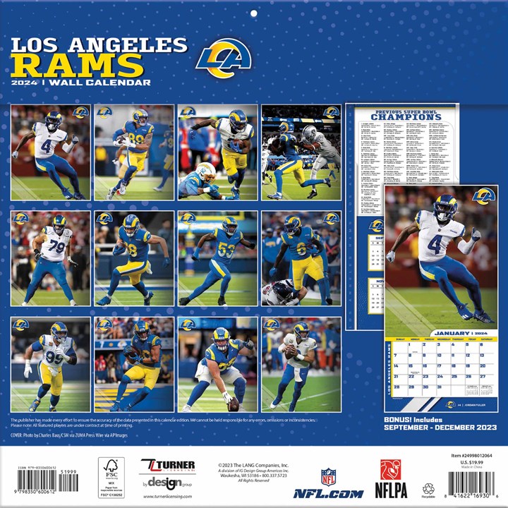 Los Angeles Rams NFL Calendar 2024