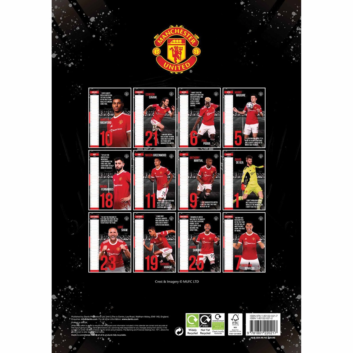 Manchester United FC A3 Calendar 2021 