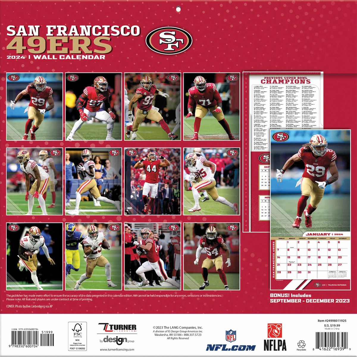 San Francisco 49ers NFL Calendar 2024