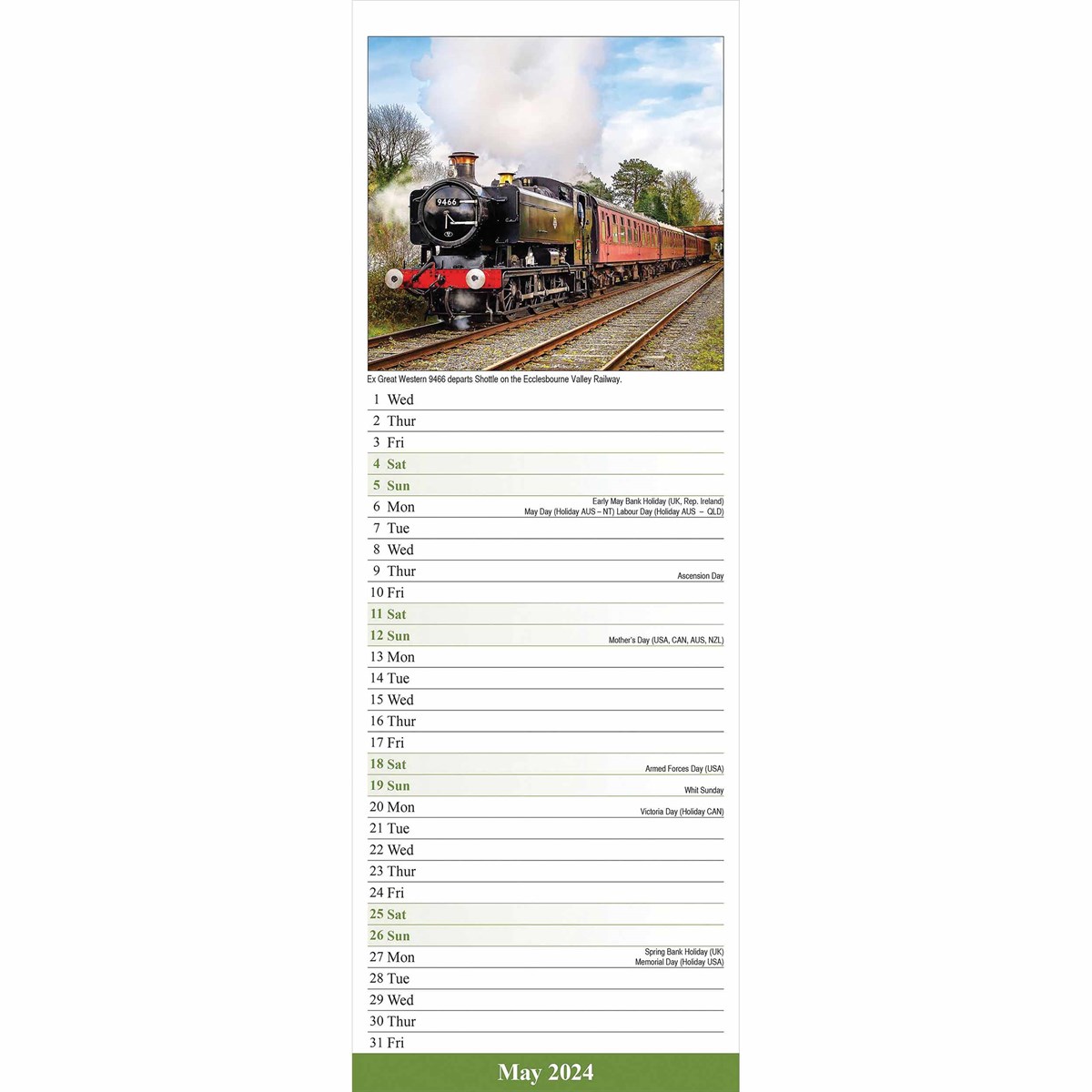 315209 Steam Trains Slim Calendar Ins 