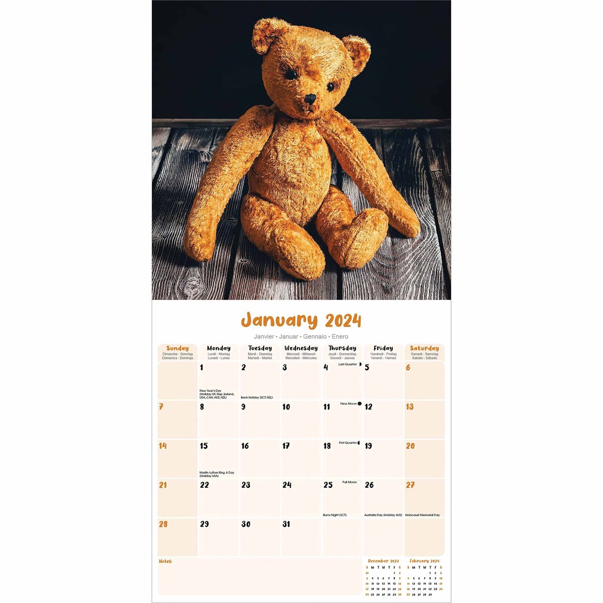 Teddy Bears Calendar 2024