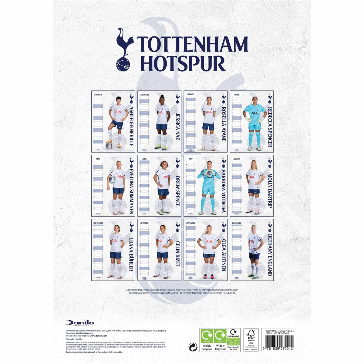 Tottenham Hotspur Fc 2024 A3 Deluxe Calendar