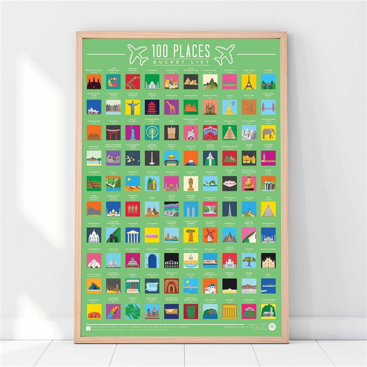 100 Places Scratch Poster