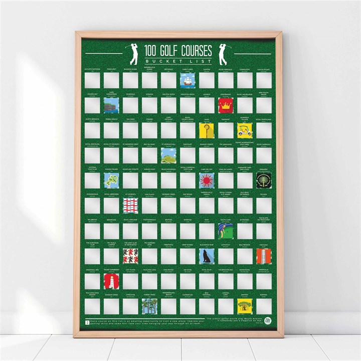 100 Golf Courses Scratch Poster
