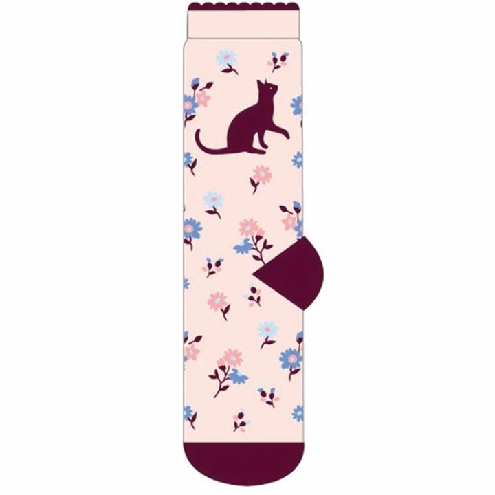 Cat Floral Socks - Size 4 - 8