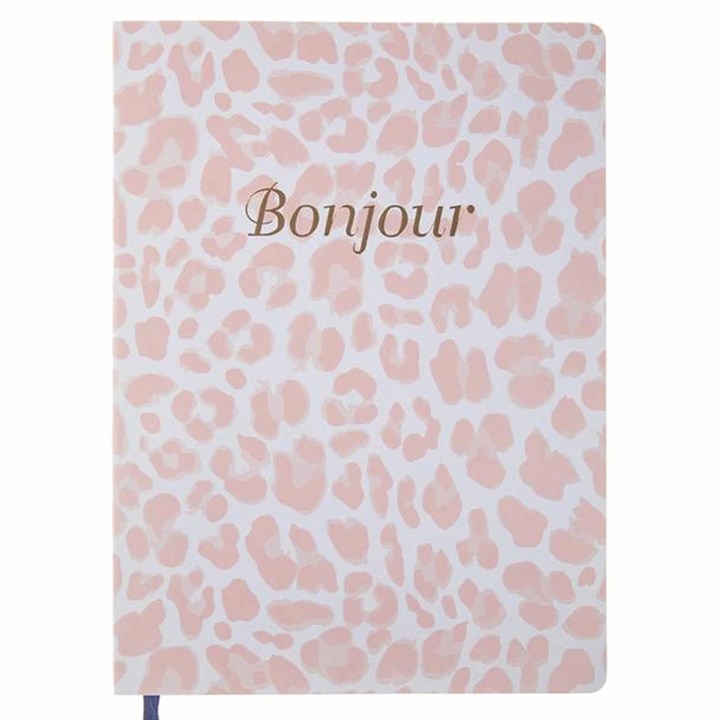Image of Bonjour, Pink Leopard A5 Deluxe Journal