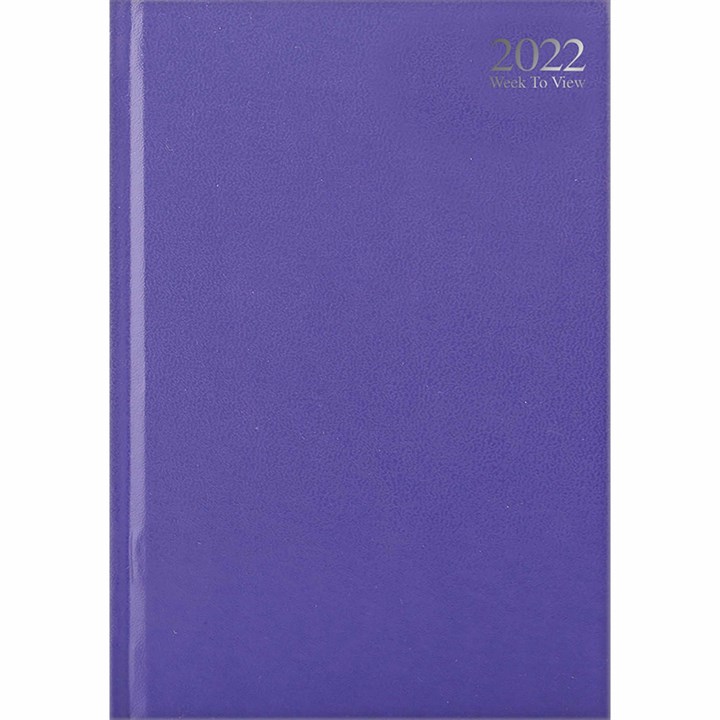 Purple Hardback Week-To-View A4 Diary 2022