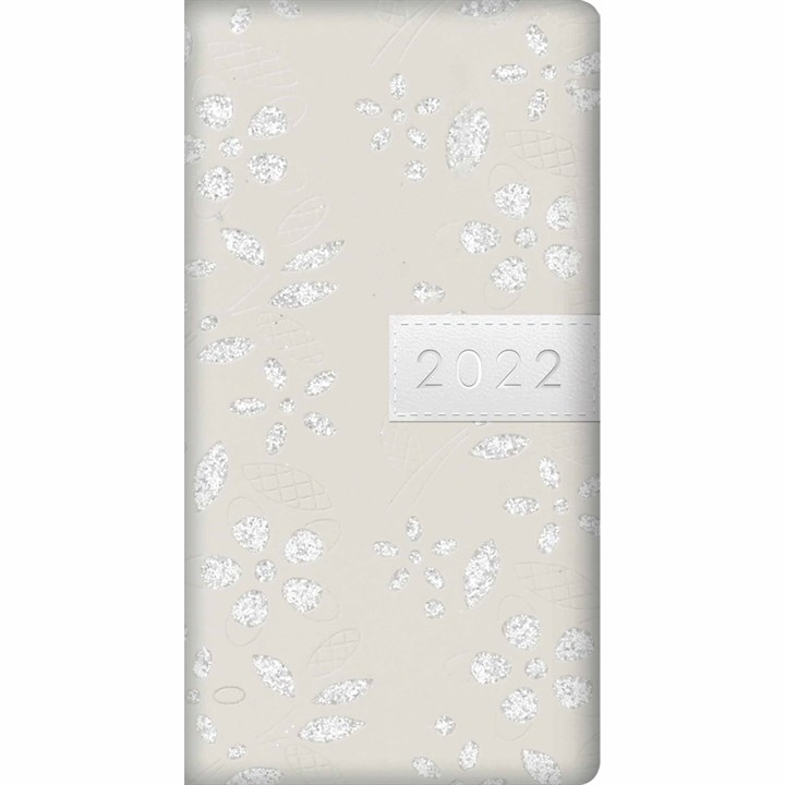 Silver Glitter Floral Slim Diary 2022