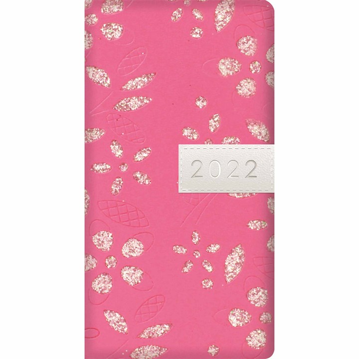 Pink Glitter Floral Slim Diary 2022