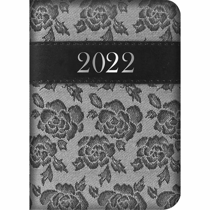 Grey Embroidered Roses A7 Diary 2022