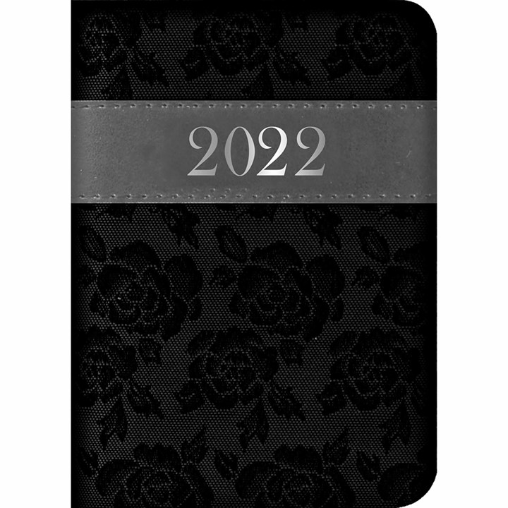 Black Embroidered Roses A7 Diary 2022