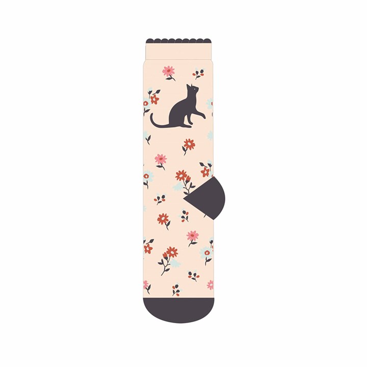 Cat Floral Socks - Size 4 - 8