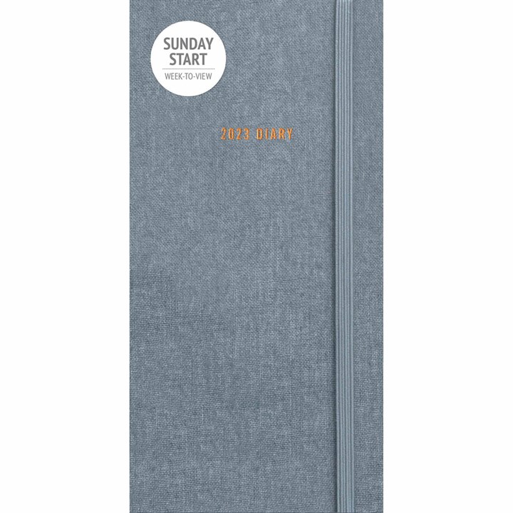 Sunday Start Charcoal Soft Touch Slim Diary 2023