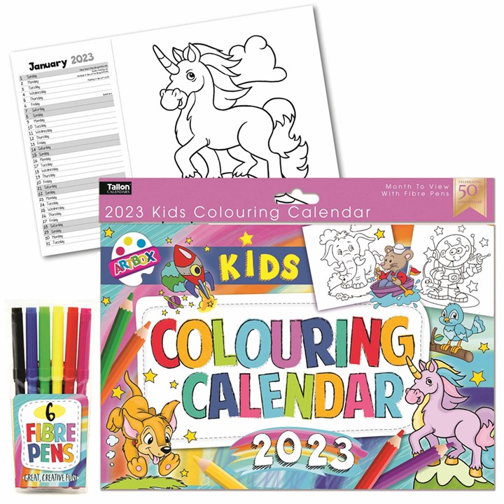 Kids Colouring A4 2023 Calendars