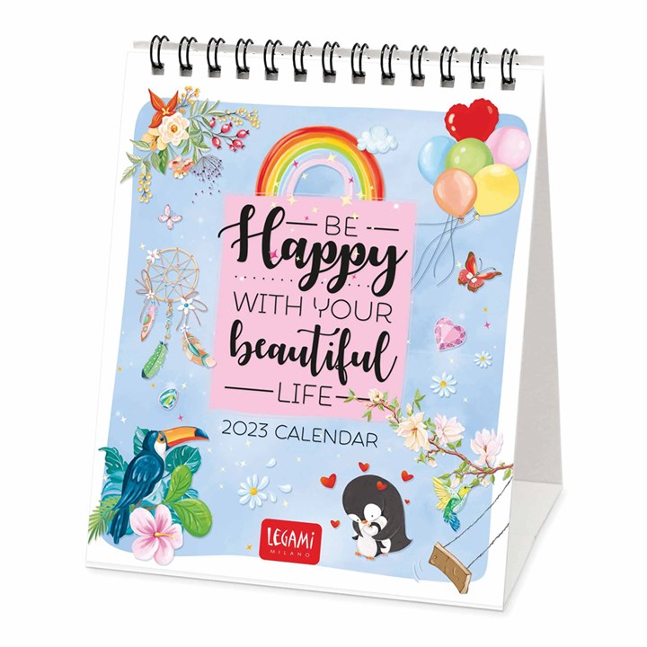 Be Happy With Your Beautiful Life Easel Desk 2023 Calendars