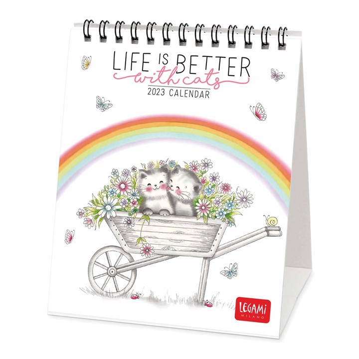 Life Is Better With Cats Easel Desk Calendar 2023