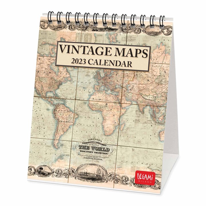 Vintage Maps Easel Desk 2023 Calendars