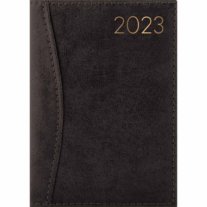 Black Textured Leatherette A5 Diary 2023