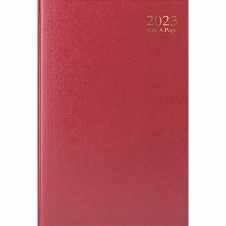 Dark Red Hardback Day-A-Page A4 Diary 2023