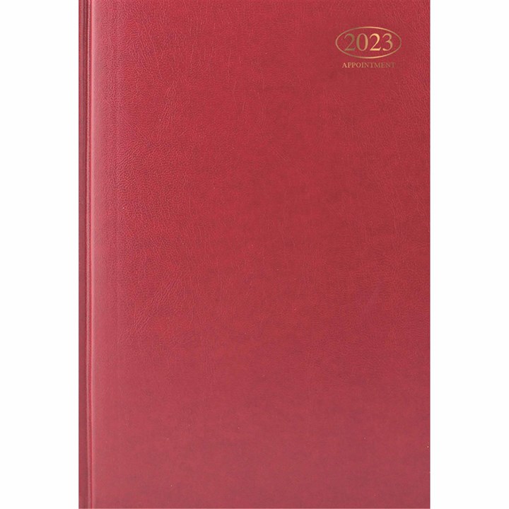 Dark Red Hardback Day-A-Page Appointment A4 Diary 2023