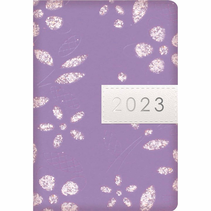 Purple Glitter Floral Sparkles A7 Diary 2023