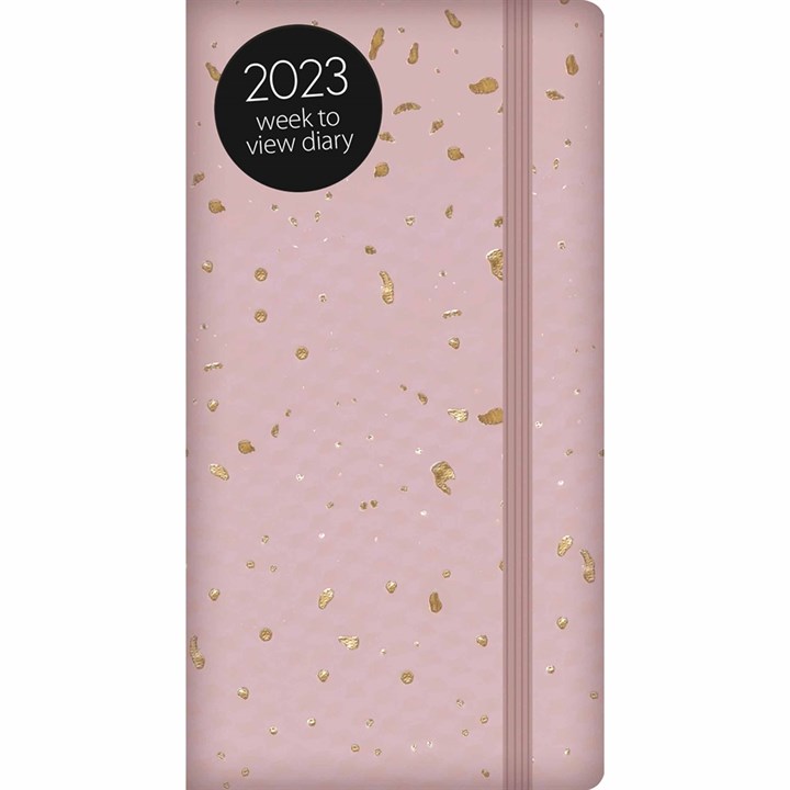 Pink Gold Dust Slim Diary 2023