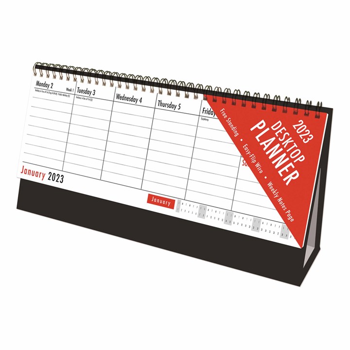 Basic Week-To-View Easel Desk Calendar 2023