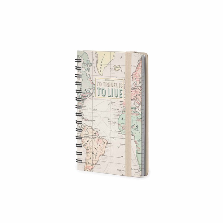 To Travel is to Live, Map Week-To-View A6 Diary 2023