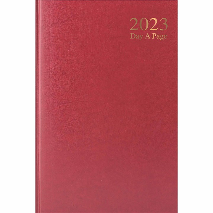 Dark Red Hardback Day-A-Page A6 Diary 2023