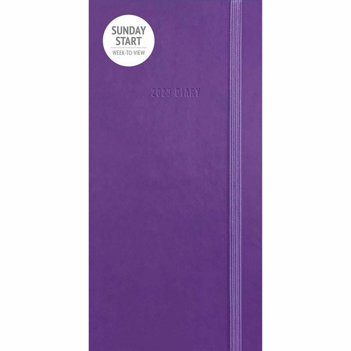 Sunday Start Purple Soft Touch Slim Diary 2023