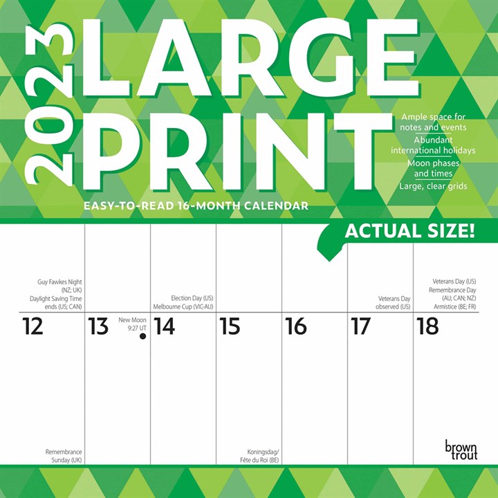 Large Print Calendar 2023