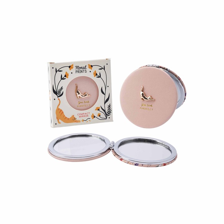 Floral Prints You Look Purrfect Compact Mirror