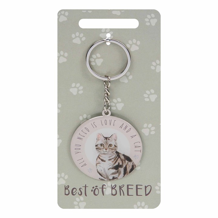Best Of Breed Grey Tabby Cat Keyring