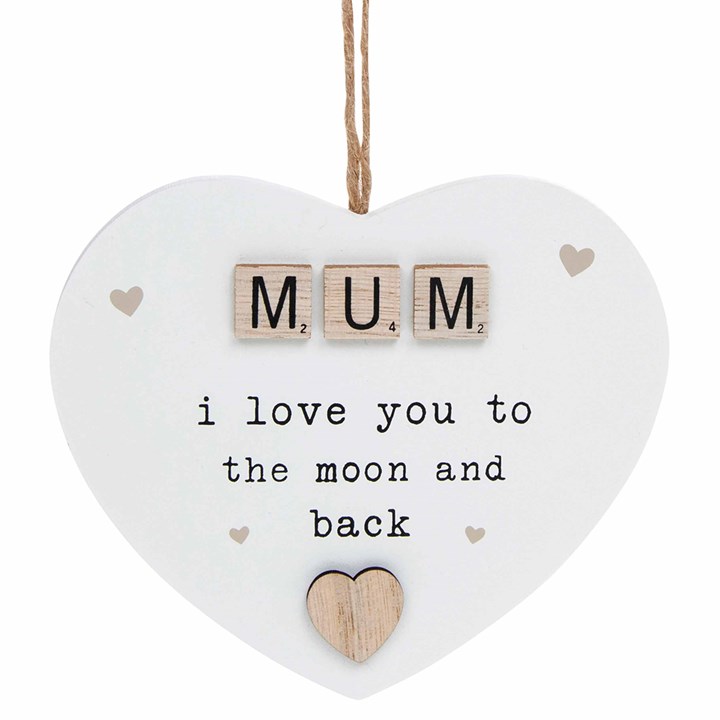 Scrabble Sentiments Mum Heart Hanging Sign