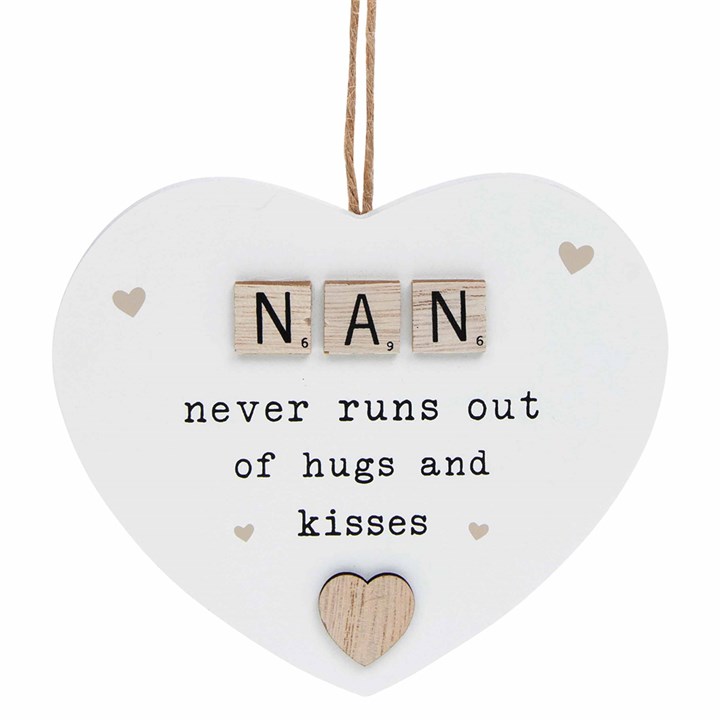 Scrabble Sentiments Nan Heart Hanging Sign