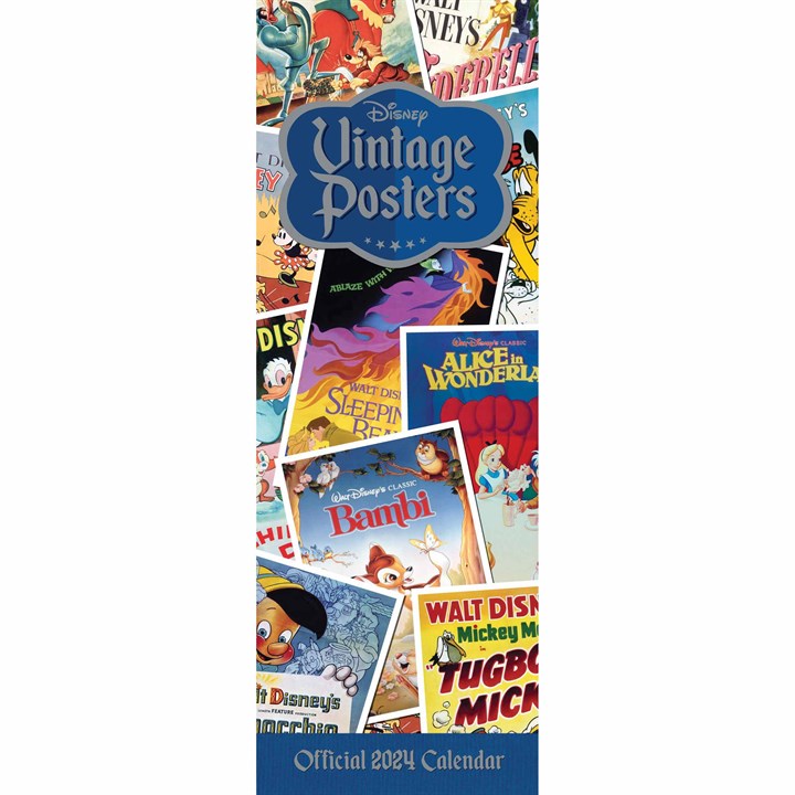 Disney, Vintage Posters Slim Calendar 2024