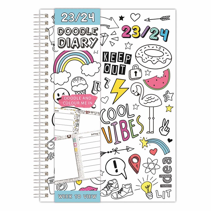 Doodle Academic Week-To-View A5 Diary 2023 - 2024