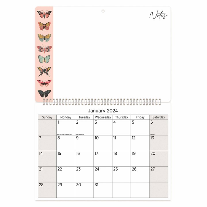 Butterflies Memo Calendar 2024