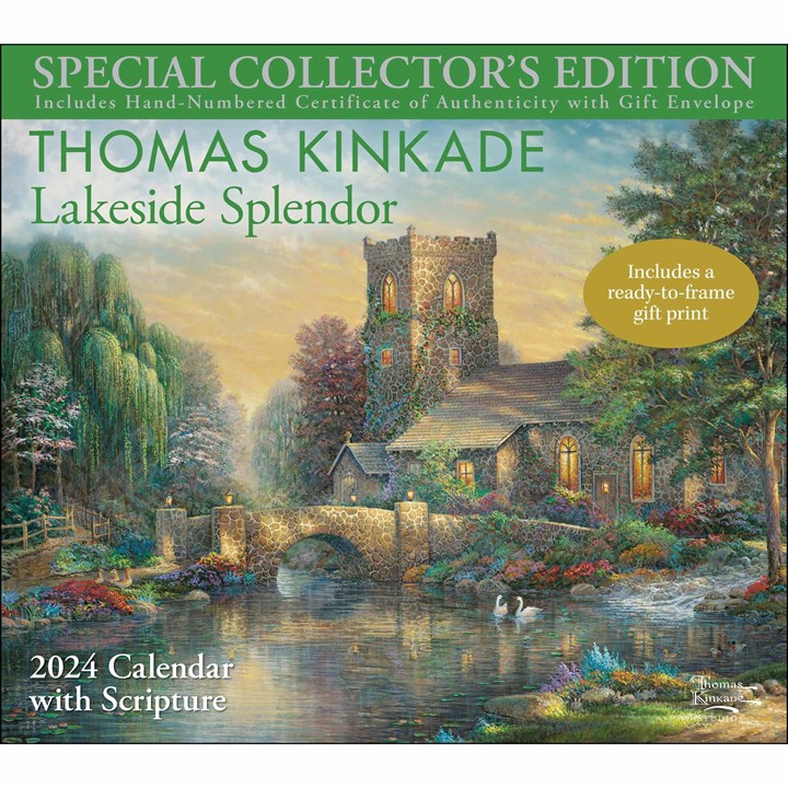 Kinkade, Hometown Memories Scripture Collector's Edition Deluxe Calendar 2024