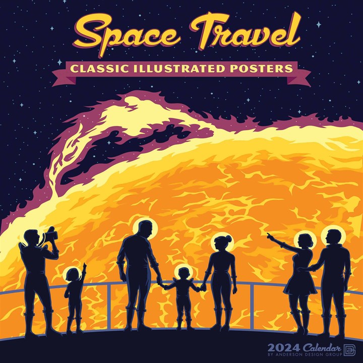 Space Travel, Classic Illustrated Posters Calendar 2024