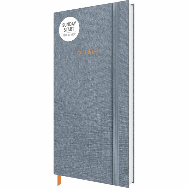 Sunday Start Charcoal Soft Touch Slim Diary 2024