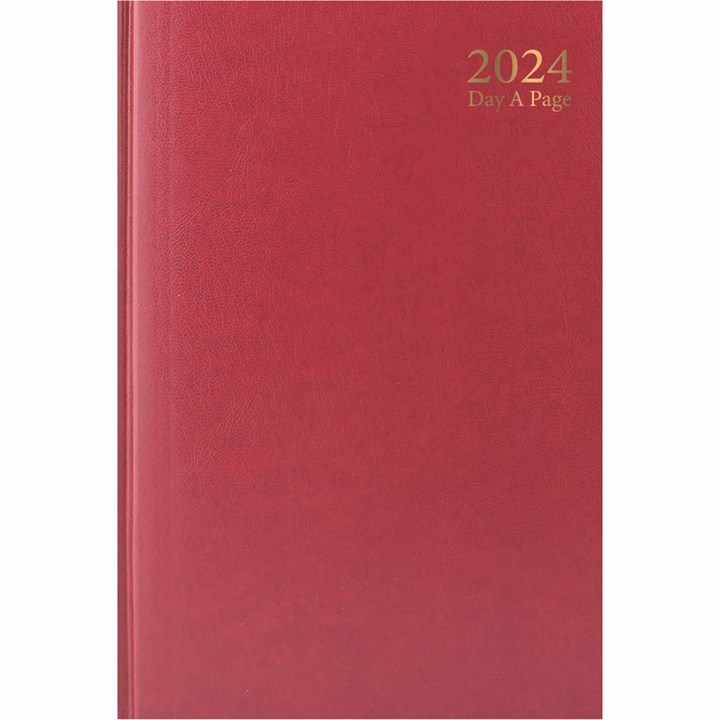 Dark Red Hardback Day To View A4 Diary 2024