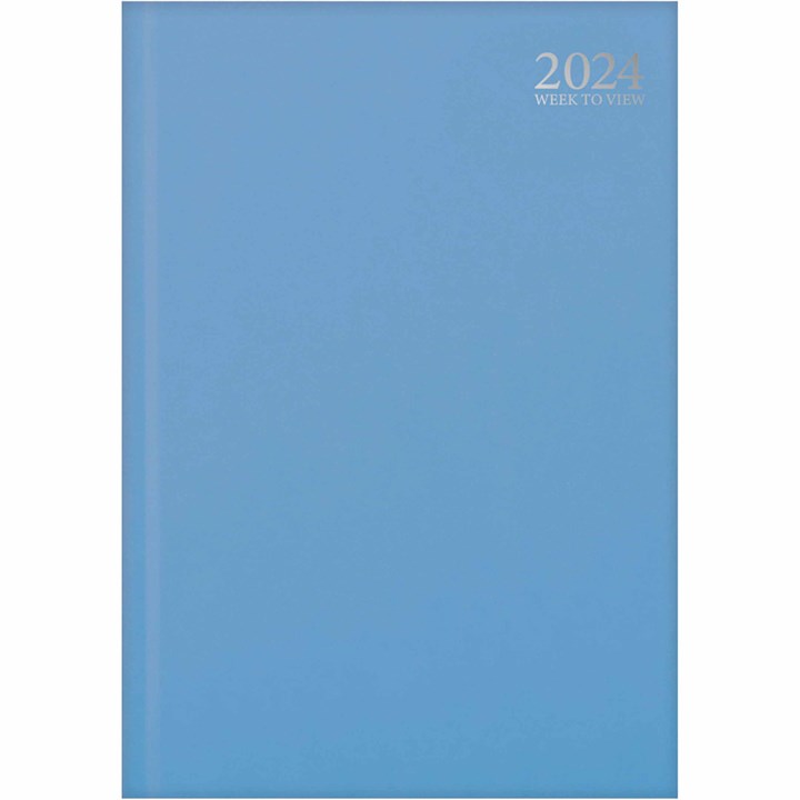 Pastel Blue Hardback Week To View A4 Diary 2024
