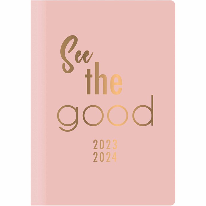 Pink, Soft-Touch Academic Day To View A5 Diary 2023-2024