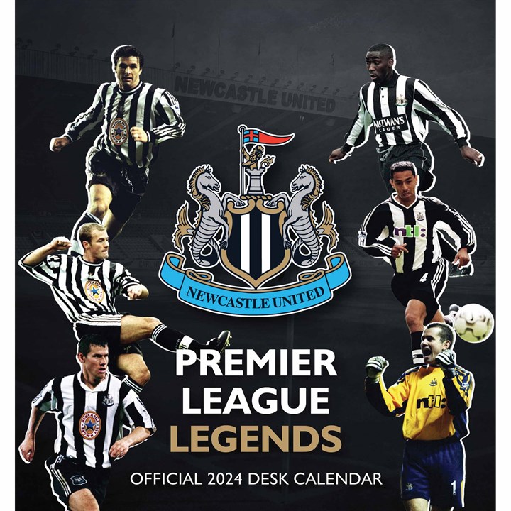 Newcastle United FC, Premier League Legends Easel Desk Calendar 2024
