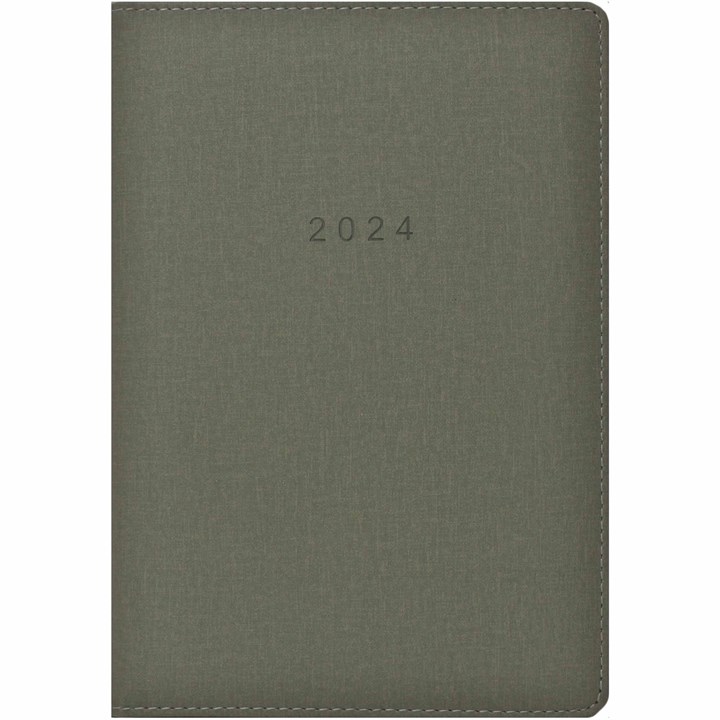 Green Vegan Leather Day To View A5 Diary 2024