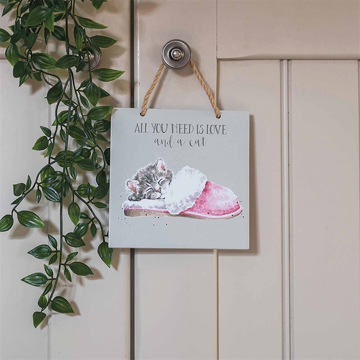 Wrendale Designs, All You Need is Love and a Cat Hanging Plaque