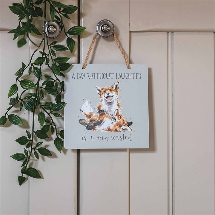 Wrendale Designs, A Day Without Laughter Fox Hanging Plaque