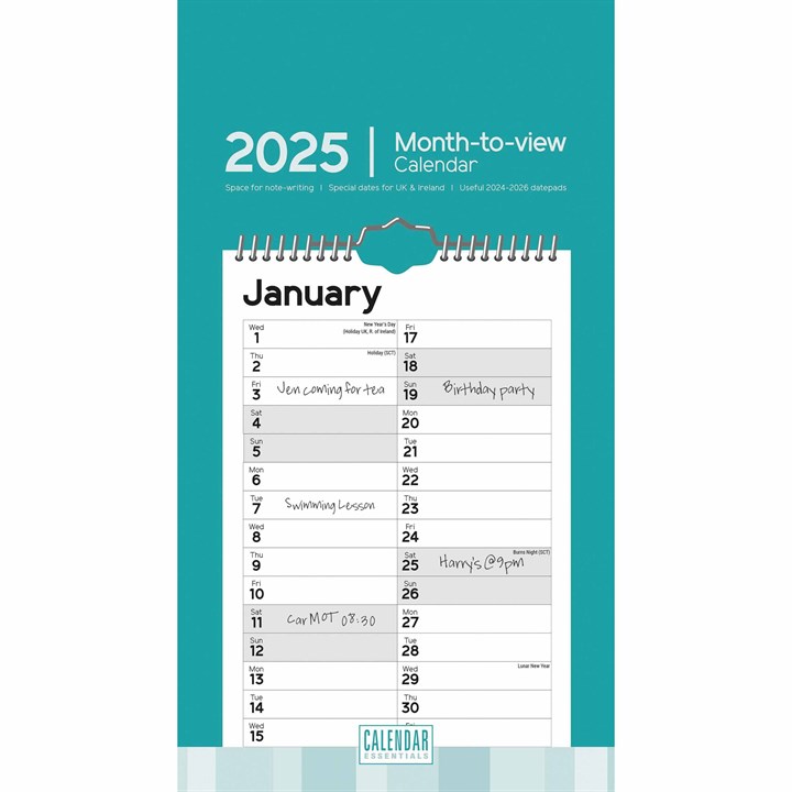 Essential Short Slim Calendar 2025