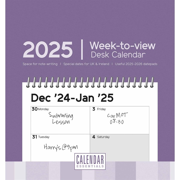 Essential Week-to-View Easel Desk Calendar 2025